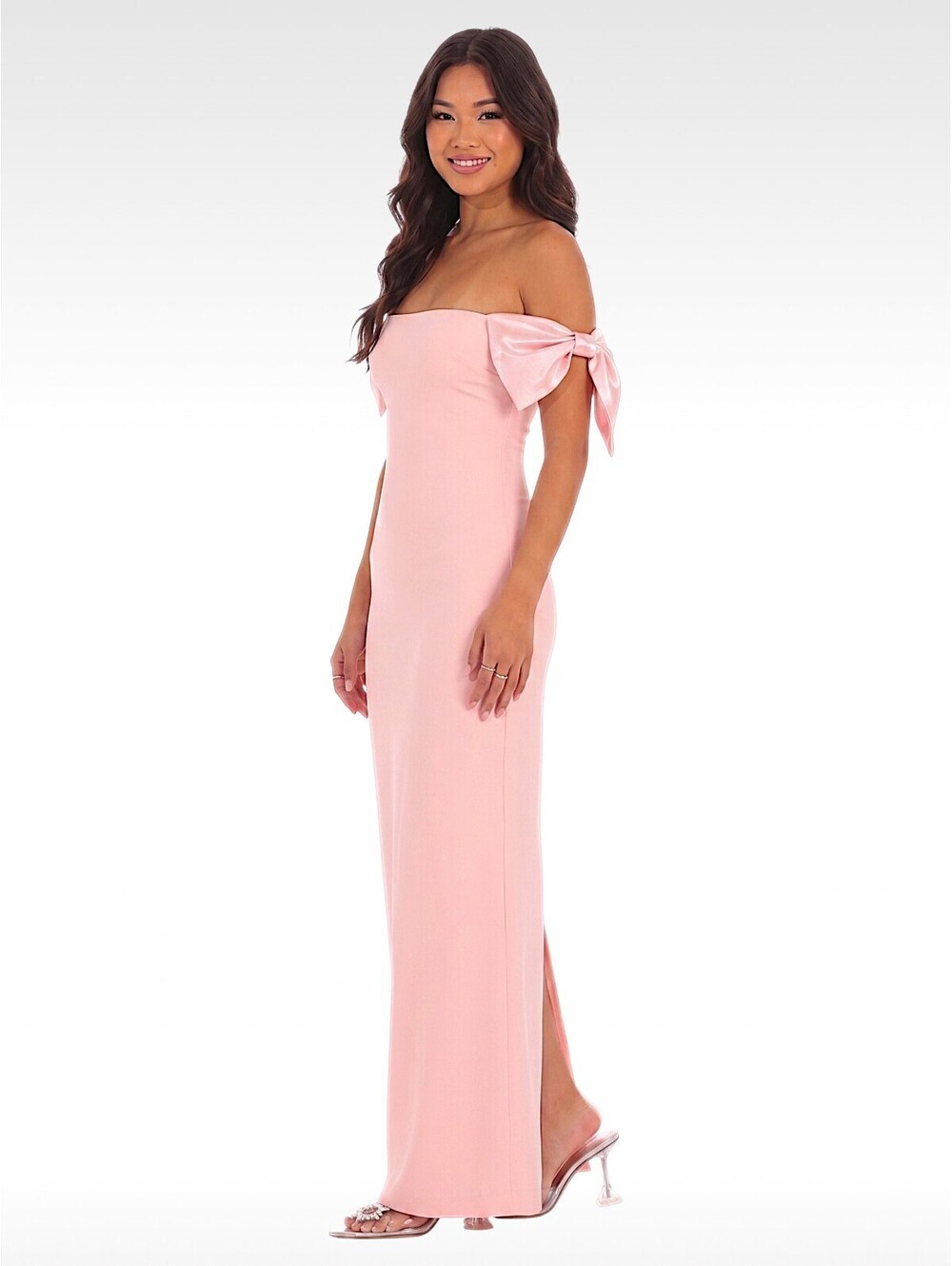 NWT Lucy in the Sky Pink Off Shoulder Bow Sleeve Maxi Dress - Size Medium